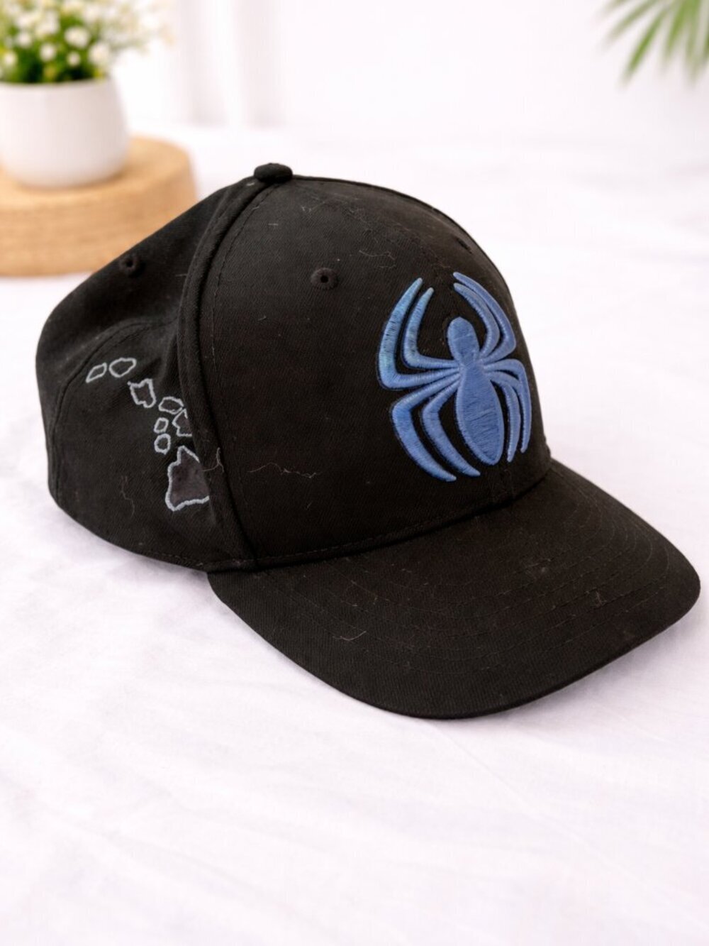 Marvel Spider-Man Logo Snapback Hat – Black/Blue Adjustable Cap